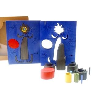 NIB Museum JOAN MIRÓ Miro WOOD JIGSAW PUZZLE Woman Front Sun 1950 Handmade 3D